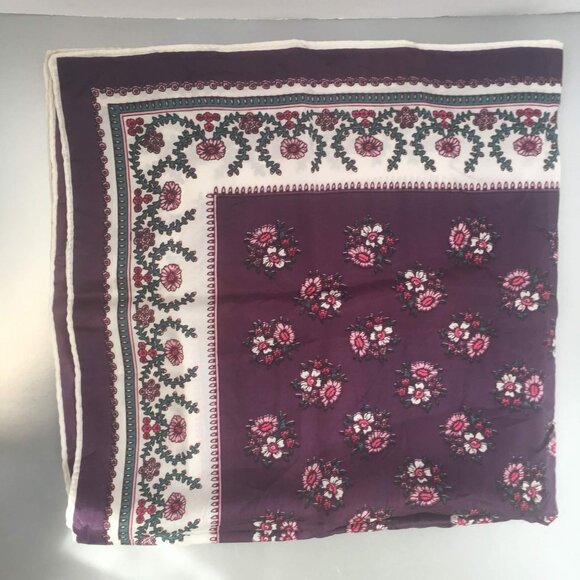 Purple Floral Scarf Vintage Accessory - Picture 2 of 4